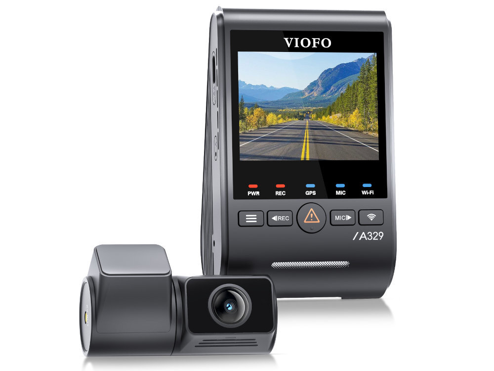 VIOFO A329S VIOFO A329S rozdzielczości 4K przy 60 kl./s trybie HDR detali w cieniach i jasnych partiach kadru - Wideorejestrator na białym tle