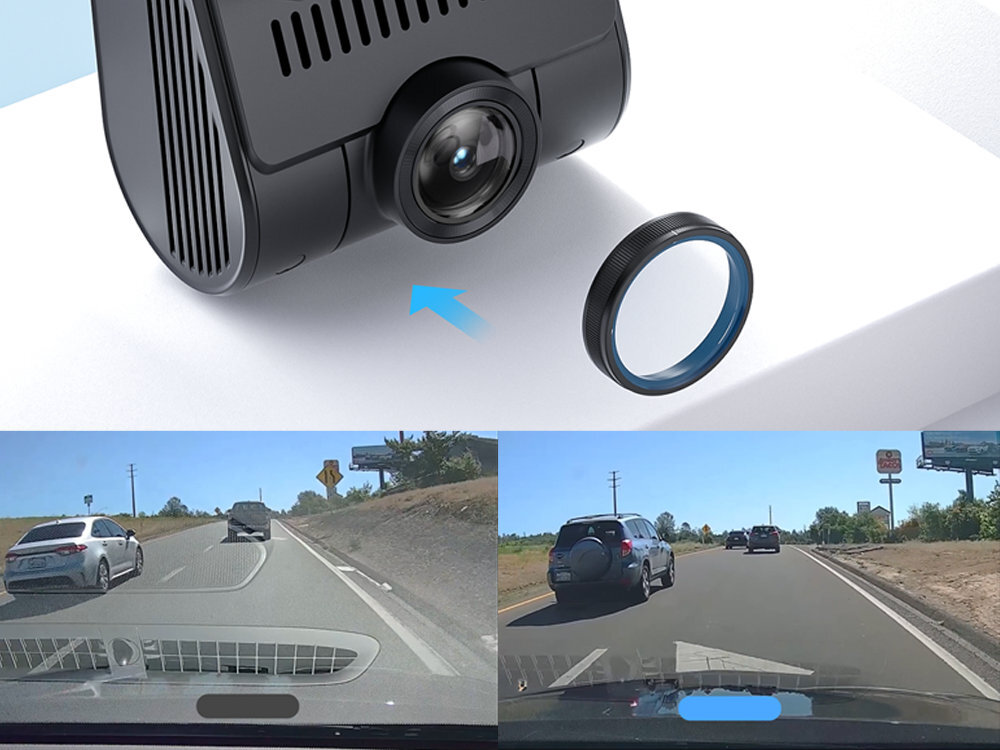 VIOFO A329S filtr CPL odbicia światła od szyb i nawierzchni zdjąć i wyczyścić - filtr cpl zakładany na obiektyw oraz porównanie obrazu z filtrem i bez