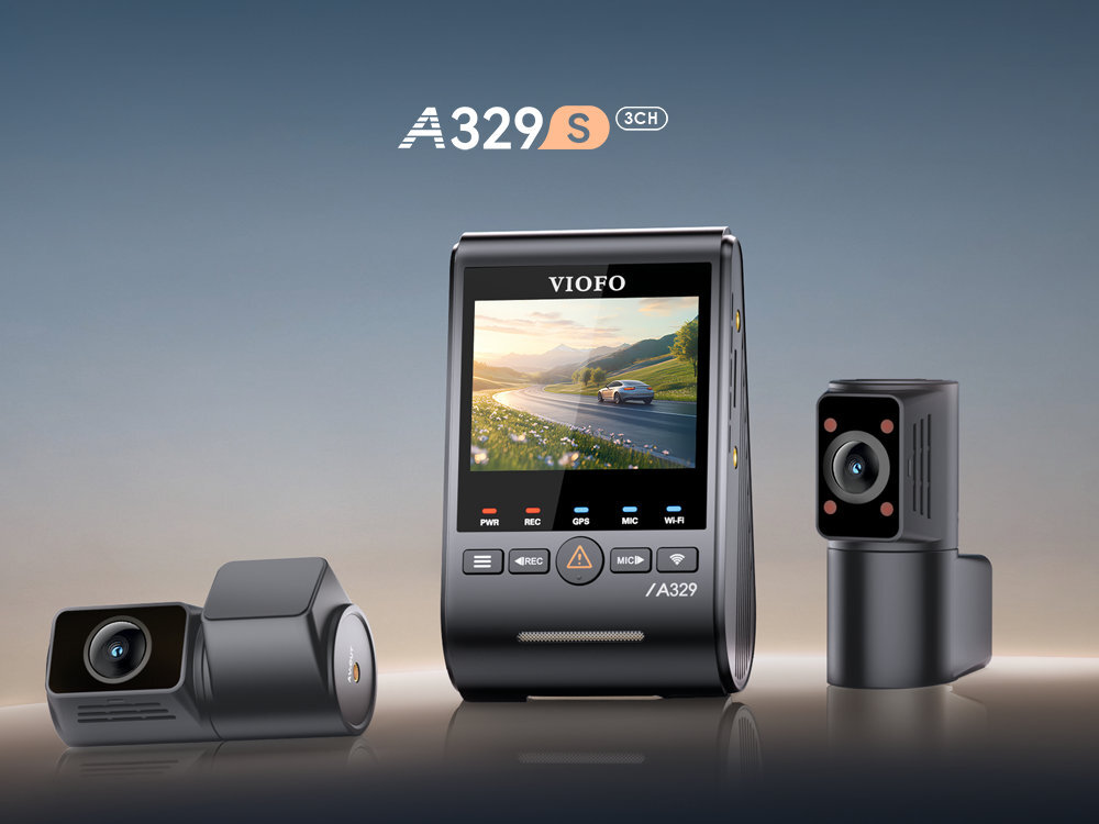 VIOFO A329S - kamera na tle imitującym niebo