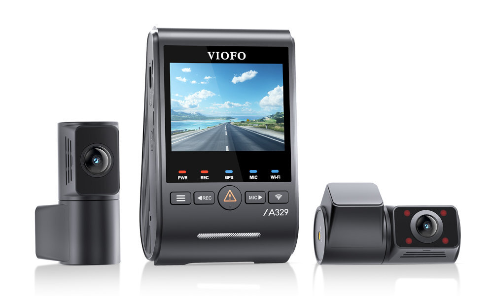 VIOFO A329S VIOFO A329S rozdzielczości 4K przy 60 kl./s trybie HDR detali w cieniach i jasnych partiach kadru - Wideorejestrator na białym tle