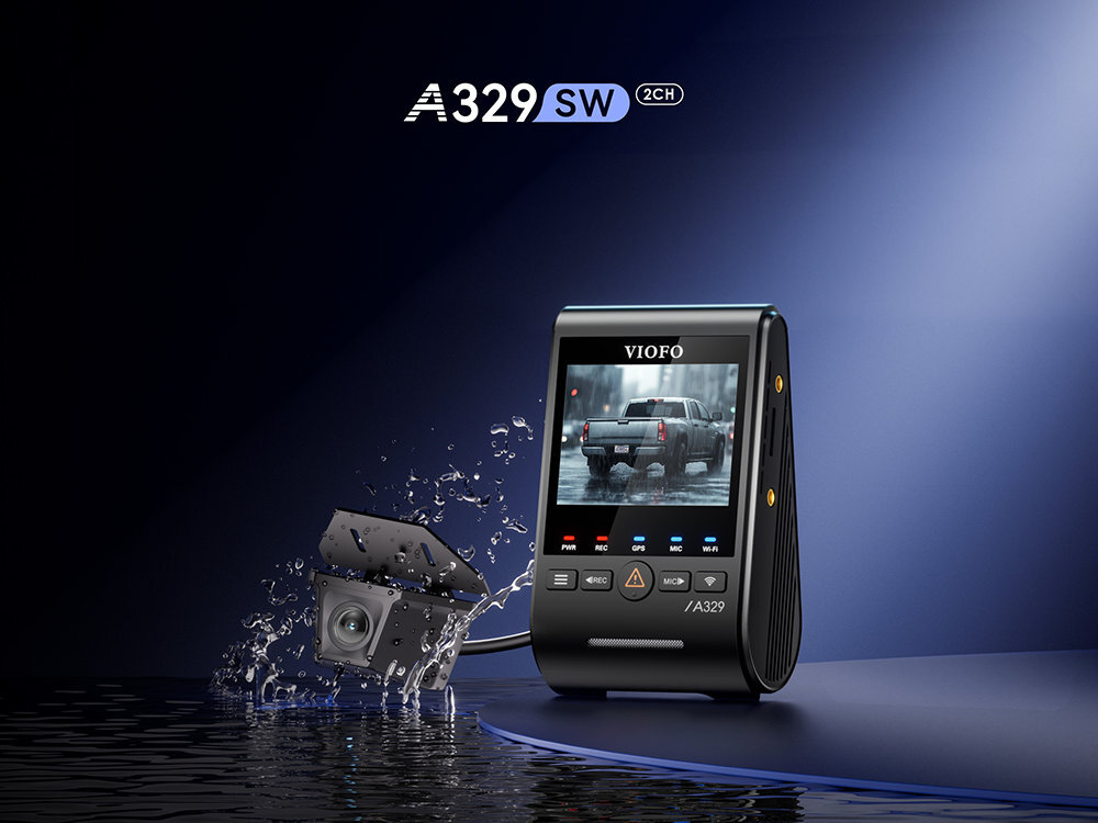 VIOFO A329SW - kamera na tle imitującym niebo