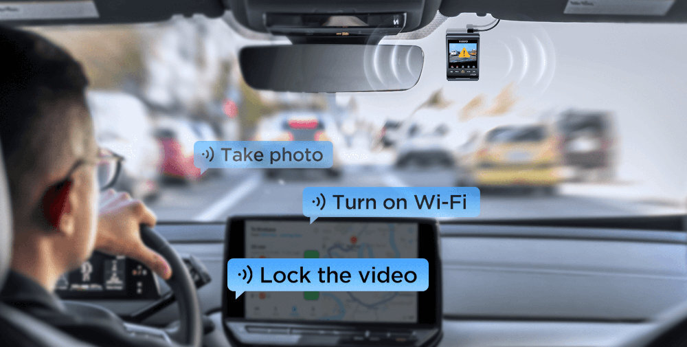 VIOFO A329SW rozpoznaje komendy głosowe języku angielskim rozpoczęcie nagrywania, wykonanie zdjęcia lub włączenie Wi-Fi Komunikaty głosowe języku polskim - komendy głosowe w języku angielskim, wideorejestrator na szybie