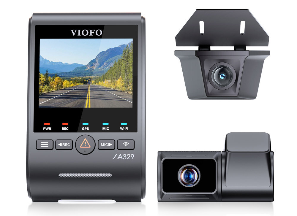 VIOFO A329TW VIOFO A329TW rozdzielczości 4K przy 60 kl./s trybie HDR detali w cieniach i jasnych partiach kadru - Wideorejestrator na białym tle