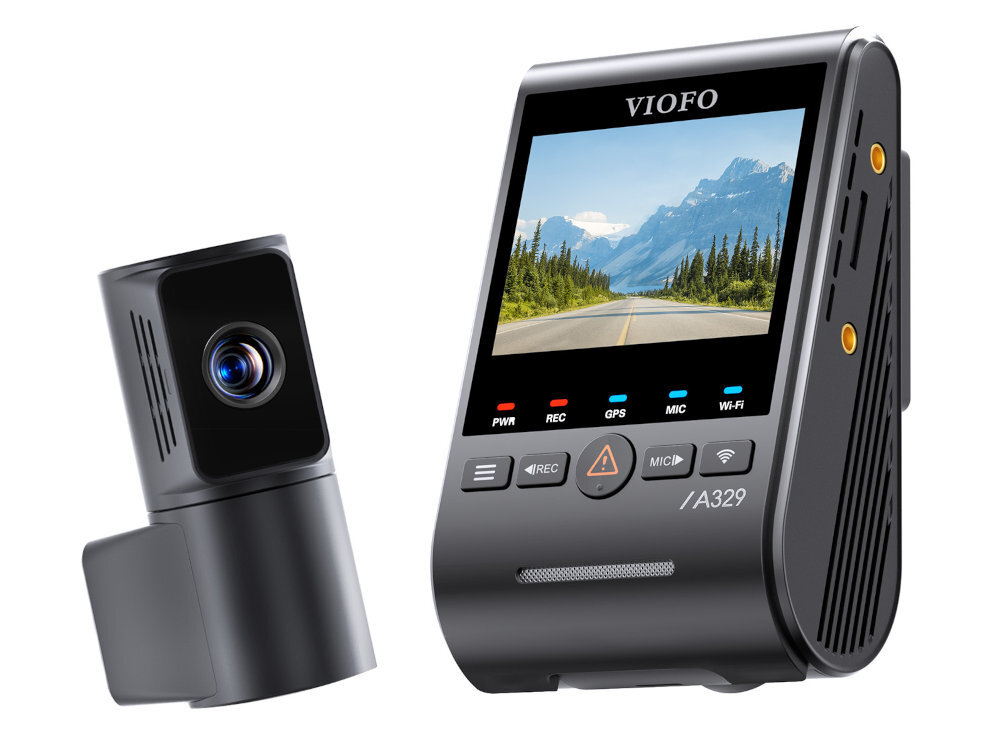 VIOFO A329T Moduł Wi-Fi 6 2.4GHz i 5GHz aplikację VIOFO na Android i iOS przeglądać i pobierać nagrania na smartfon - wideorejestrator na białym tle pod kątem