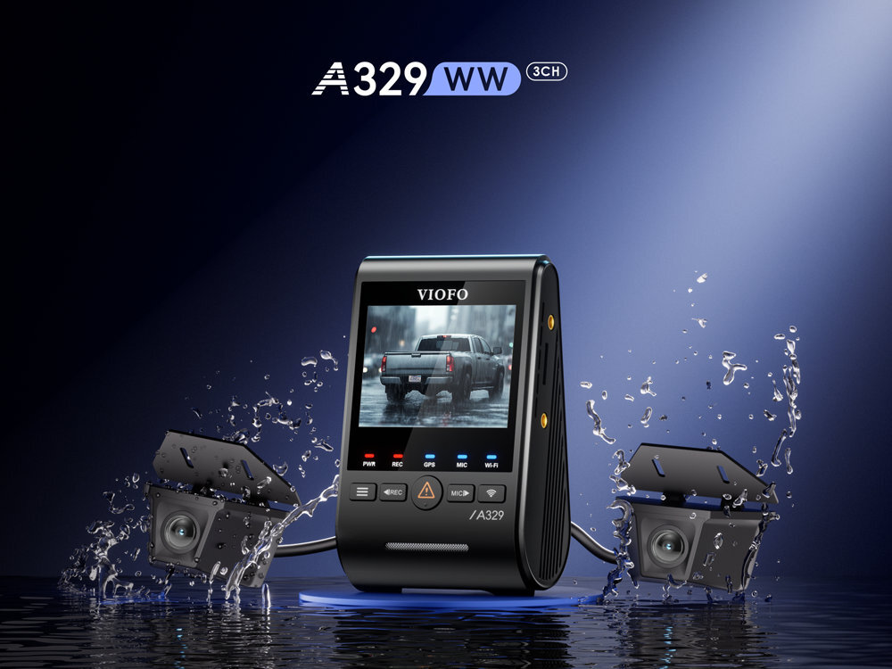 VIOFO A329WW - kamera na tle imitującym niebo