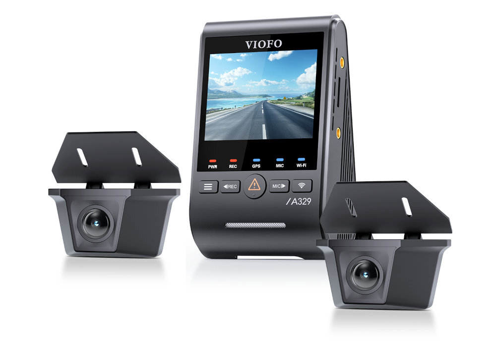 VIOFO A329WW Moduł Wi-Fi 6 2.4GHz i 5GHz aplikację VIOFO na Android i iOS przeglądać i pobierać nagrania na smartfon - wideorejestrator na białym tle pod kątem