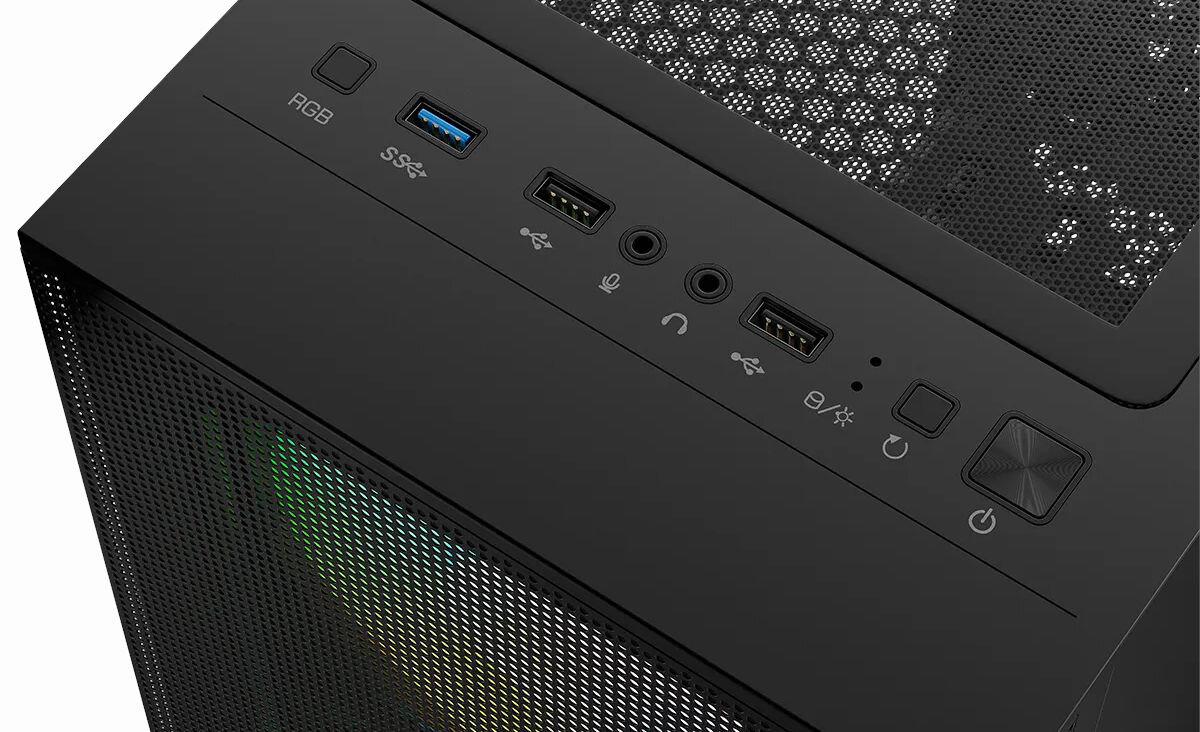 Obudowa LOGIC Arya ARGB Midi Czarny złącza USB-A 2.0 3.0 HD audio minijack łatwo dostępne przyciski karta graficzna o długości do 310 mm chłodzenie o wysokości do 159 mm