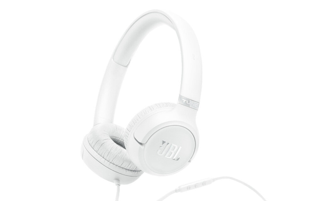 Słuchawki nauszne JBL Tune 530C USB-C Pure Bass komfort wyściełany pałąk miękkie nauszniki, słuchawki po skosie na białym tle