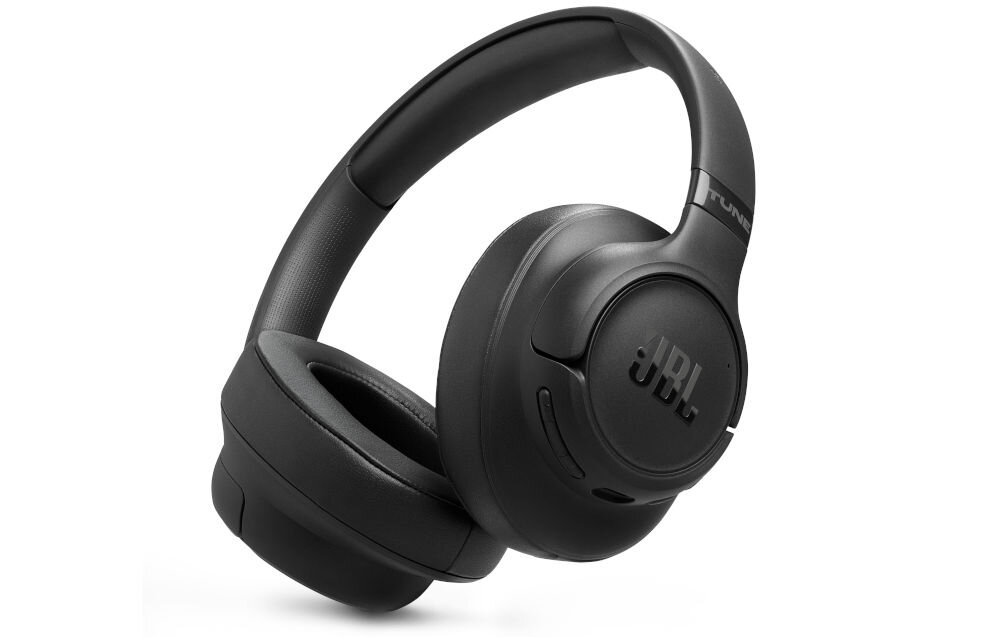 Słuchawki nauszne JBL Tune 780NC widok ogólny design metaliczne akcenty, słuchawki nauszne po skosie na białym tle