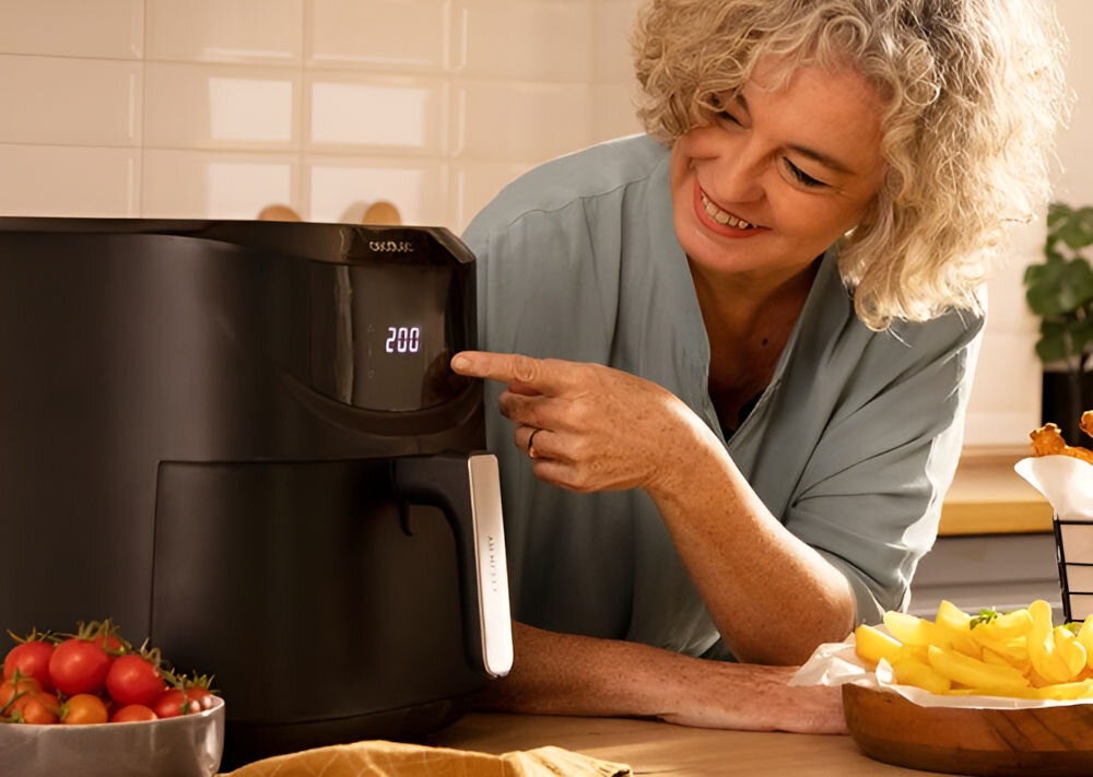 Frytkownica beztłuszczowa CECOTEC Cecofry Absolute 7600 Air Fryer moc 2000 W szybkie efektywne gotowanie duża moc potrawy gotowe w krótszym czasie oszczędność czasu energii