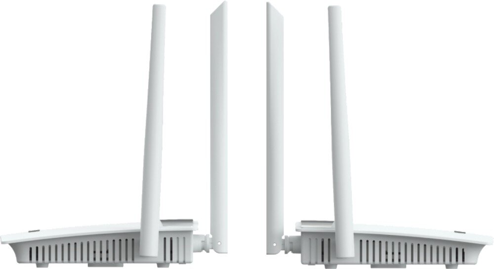 Router ZTE MF258 Pro Widok boczny routera wewnętrznego, ukazujący jego profil i cztery pionowe anteny, ustawienia, zarządzanie, firewall
