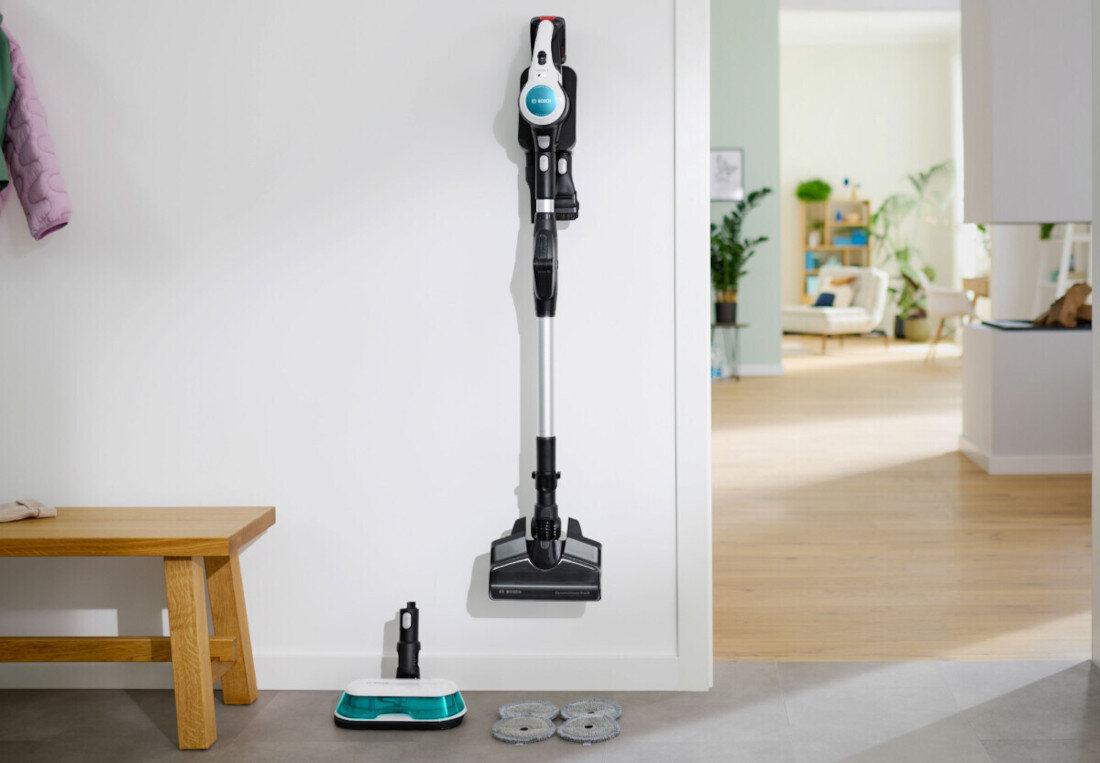 Odkurzacz BOSCH Unlimited 7 Prohygienic Aqua BCS712HYG5 Stacja dokująca wygoda komfort użytkowanie konstrukcja uchwyty akcesoria wzornictwo