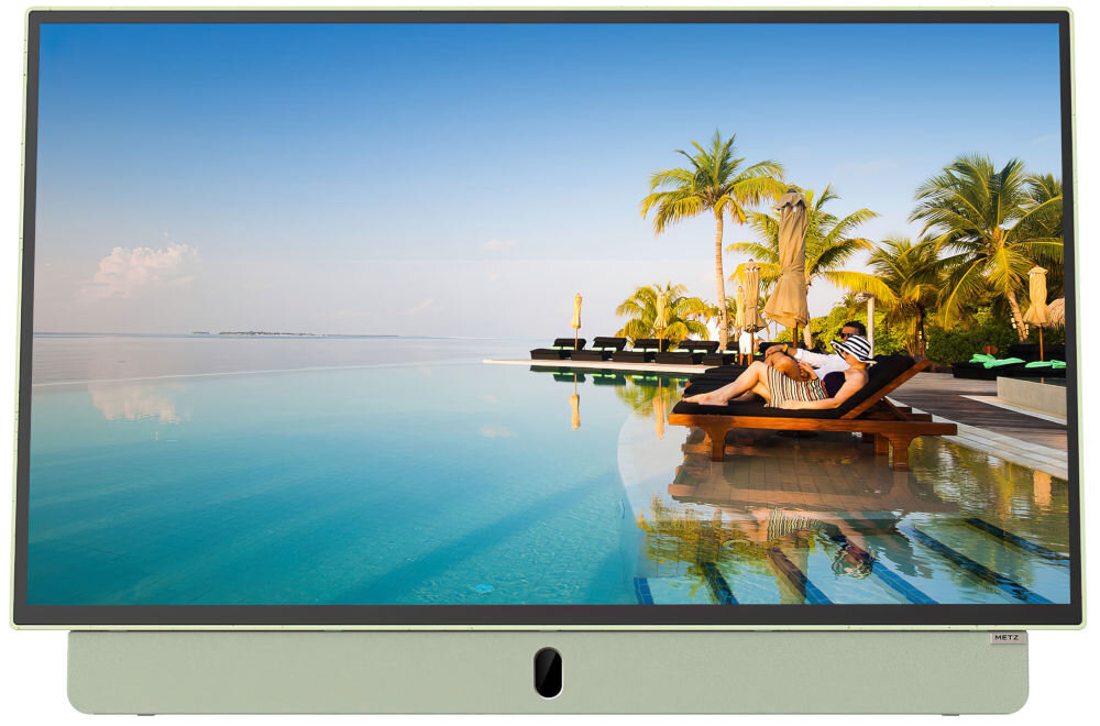Telewizor METZ 24MPE7200Z łatwa obsługa funkcje Google TV komfort, telewizor od frontu na białym tle