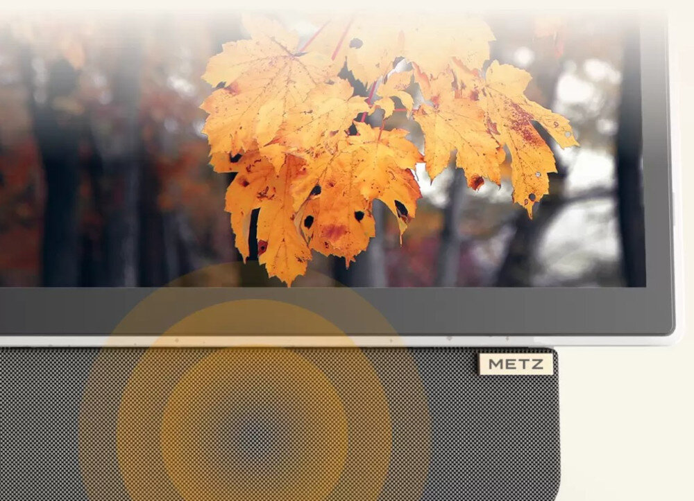 Telewizor METZ 24MPE7300Z frontowe głośniki 2x12W Dolby Digital czysty dźwięk, kadr na głośnik telewizora