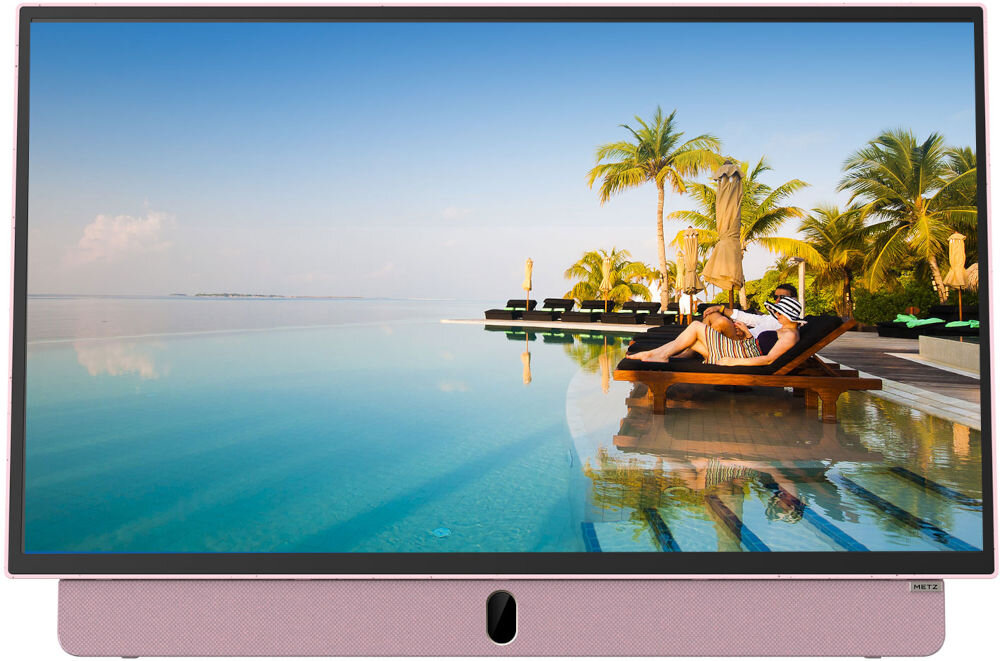 Telewizor METZ 24MPE7300Z łatwa obsługa funkcje Google TV komfort, telewizor od frontu na białym tle