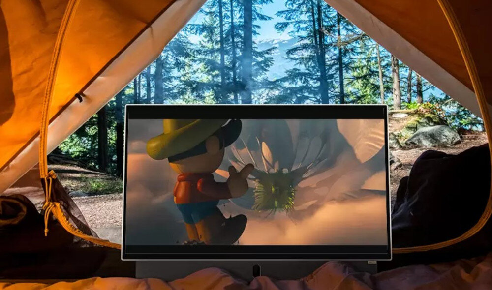 Telewizor METZ 24MPE7300Z waga 4kg lekka konstrukcja mobilność, telewizor stojący w namiocie 