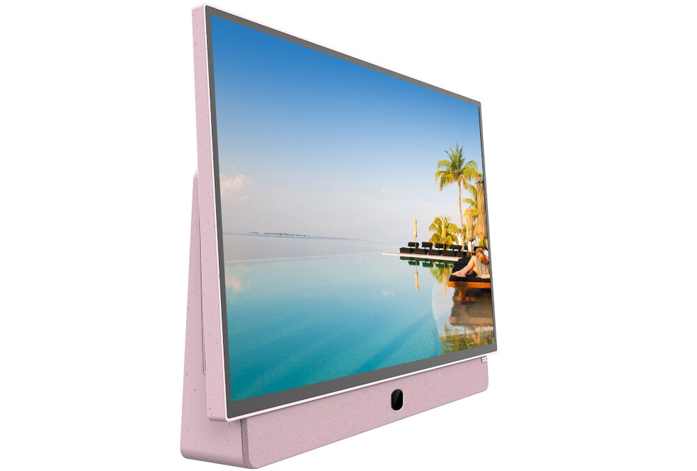 Telewizor METZ 24MPE7300Z poprawa jakości obrazu kontrast redukcja szumów Full HD, telewizor po skosie na białym tle