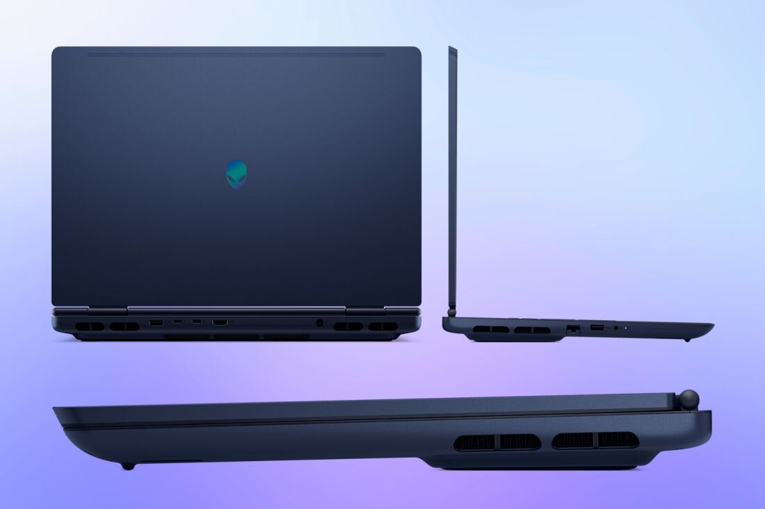 Laptop Alienware z uruchomionym systemem Windows 11, pulpit i menu Start na ekranie,  design na jasnym tle - Trwała konstrukcja Ekologiczne komponenty