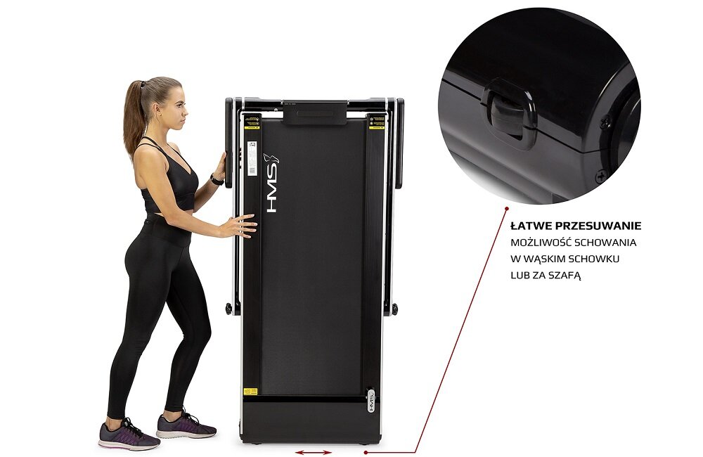 domowa bieżnia elektryczna HMS LOOP12 komfort użytkowania solidny system amortyzacji mobilność
