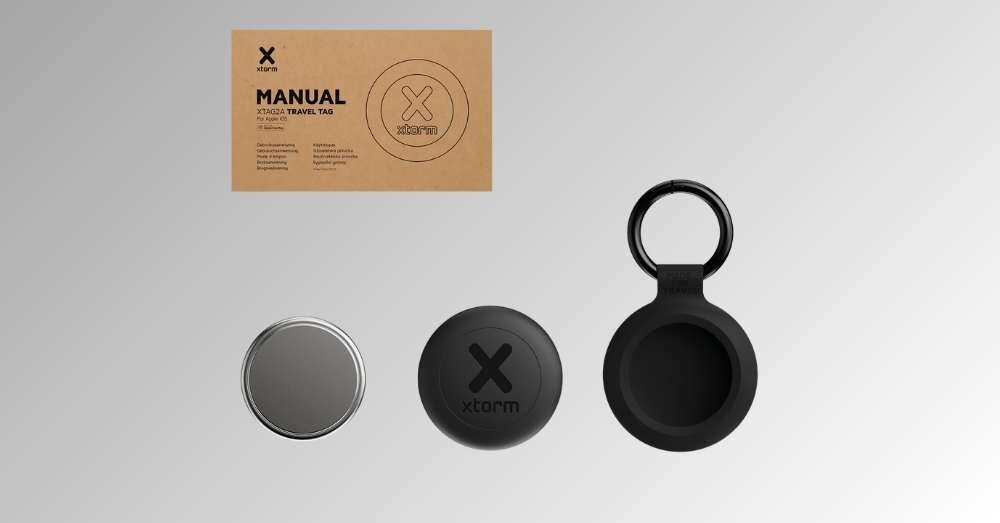 Lokalizator XTORM TravelTag XTAG2GA11 Czarny (3 szt.), CR2032, wymienny, 8-12, miesięcy, Zawartość opakowania lokalizatora Xtorm Travel Tag.