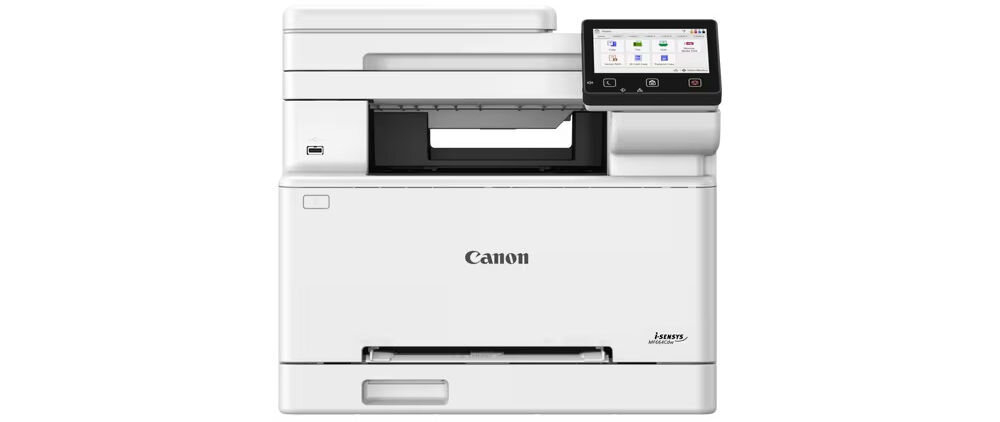 Urządzenie wielofunkcyjne CANON i-SENSYS MF664Cdw Druk w kolorze, Automatyczny druk dwustronny, Wi-Fi prezentacja urządzenia od przodu na białym tle przeznaczenie cechy zalety