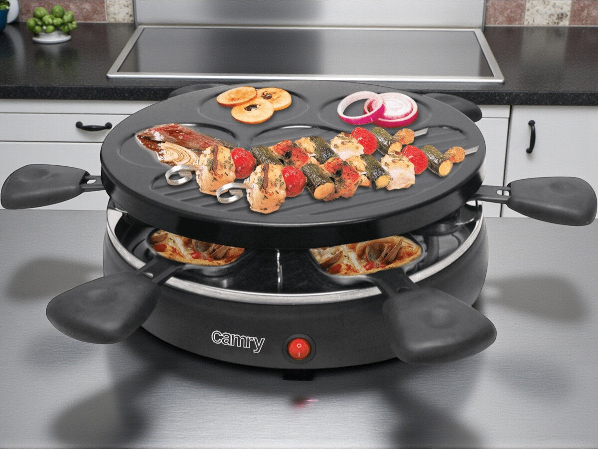 Grill elektryczny CAMRY CR 6606, raclette, 1200W, wieczór, wspólnie, Grill raclette Camry na kuchennym blacie