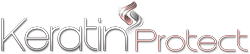 Logo z napisem \'Keratin Protect\' z elementem graficznym przypominającym splecione włosy.