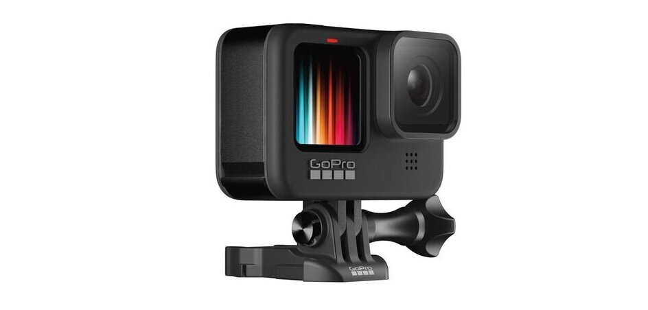 Kamera sportowa GOPRO HERO9 Black widok skos przód uchwyt