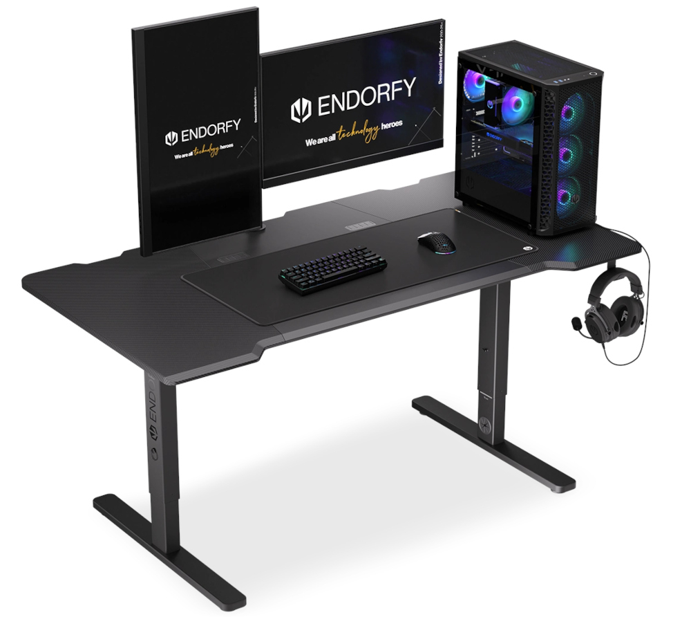 Biurko ENDORFY Atlas L powierzchnia blat regulacja design konstrukcja wzmocnienie wytrzymałość kable dopasowanie