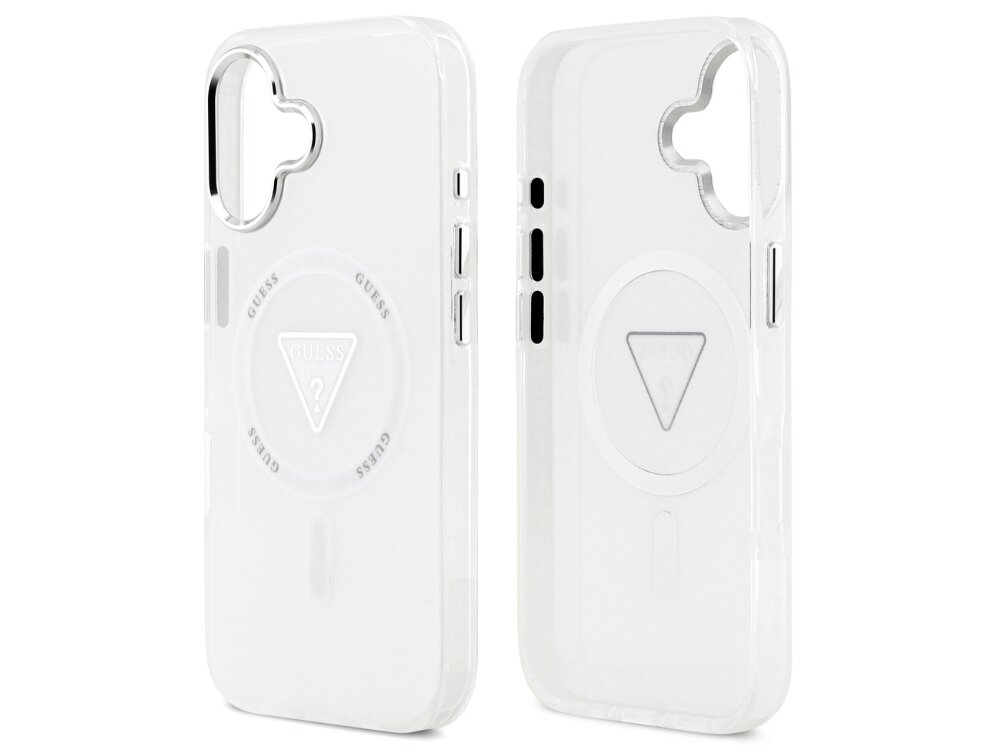Etui GUESS IML Gradient Triangle Logo MagSafe
                etui do iphone na białym tle pierścień magsafe ładowanie bezprzewodowe aluminiowe przyciski obramowanie aparatu precyzyjne dopasowane elastyczne boki uniesione krawędzie