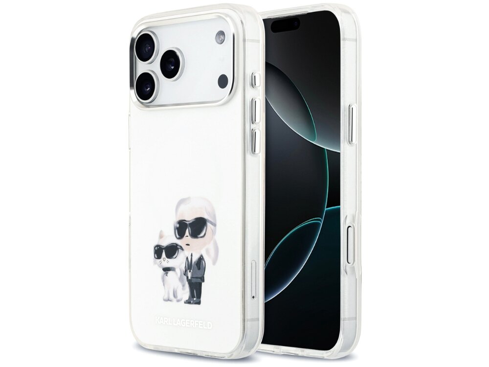 Etui KARL LAGERFELD IML Aquarelle Karl & Choupette & Logo MagSafe
                etui do iphone na białym tle