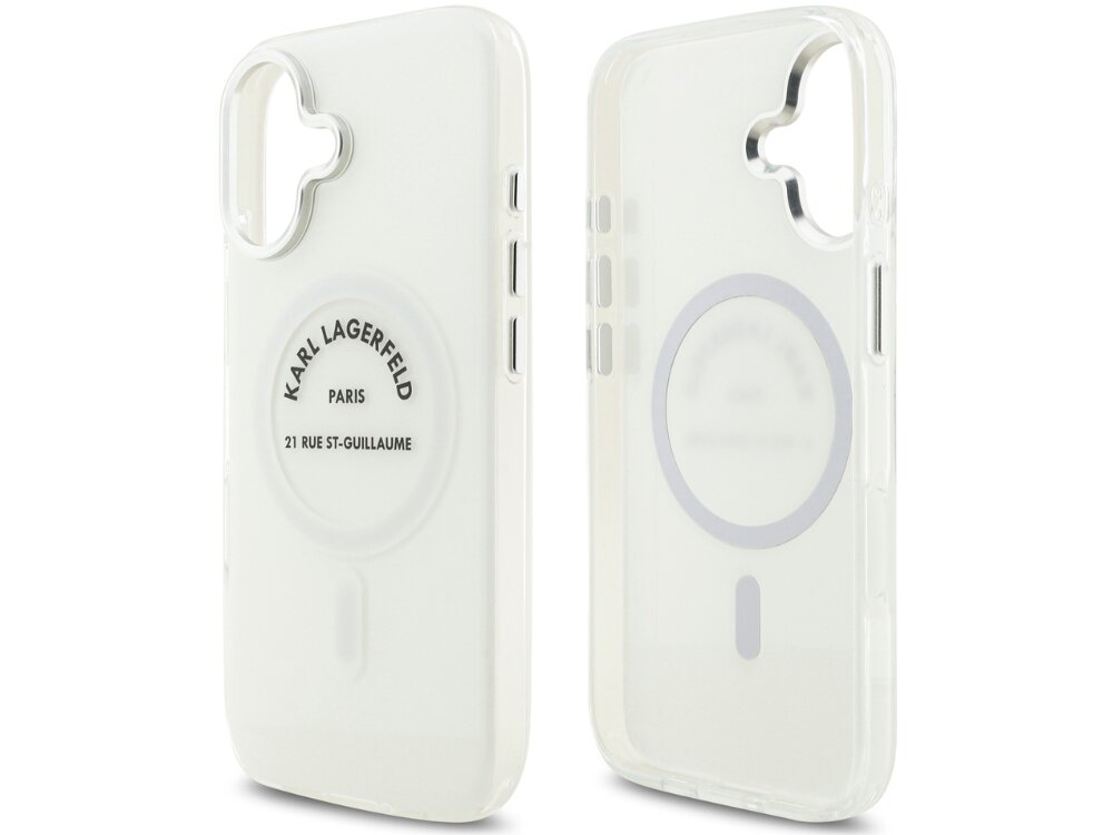 Etui KARL LAGERFELD IML Karl RSG Logo MagSafe
                etui do iphone na białym tle elastyczne tpu wytrzymały poliwęglan magnetyczny pierścień magsafe ładowanie bezprzewodowe podniesione krawędzie aluminiowe osłony przycisków