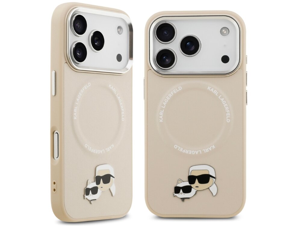 Etui KARL LAGERFELD Karl & Choupette Pins MagSafe
                etui do iphone na białym tle wysokiej jakości skóra ekologiczna metalowy pin karl lagerfeld kotka choupette dopracowane detale