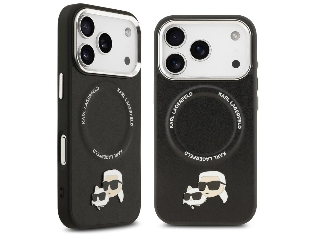 Etui KARL LAGERFELD Karl & Choupette Pins MagSafe
                etui do iphone na białym tle wysokiej jakości skóra ekologiczna metalowy pin karl lagerfeld kotka choupette dopracowane detale