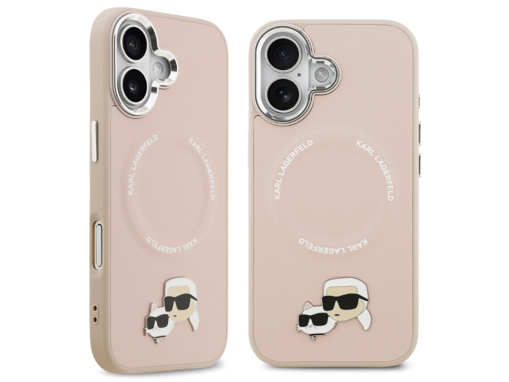 Etui KARL LAGERFELD Karl & Choupette Pins MagSafe
                etui do iphone na białym tle wysokiej jakości skóra ekologiczna metalowy pin karl lagerfeld kotka choupette dopracowane detale