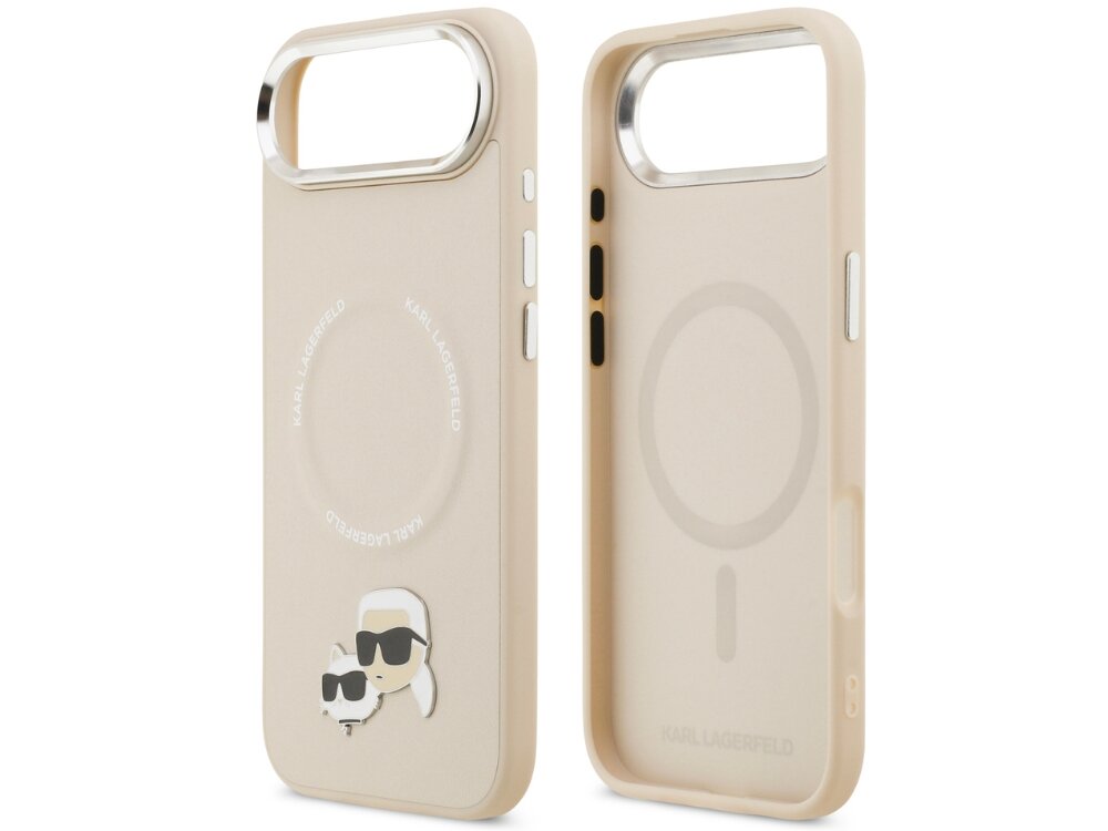 Etui KARL LAGERFELD Karl & Choupette Pins MagSafe
                etui do iphone na białym tle solidna konstrukcja chroni telefon podniesione ranty elastyczne krawędzie magnetyczny pierścień magsafe ładowanie bezprzewodowe magnetyczne akcesoria