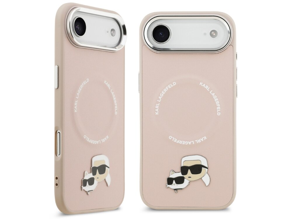 Etui KARL LAGERFELD Karl & Choupette Pins MagSafe
                etui do iphone na białym tle wysokiej jakości skóra ekologiczna metalowy pin karl lagerfeld kotka choupette dopracowane detale