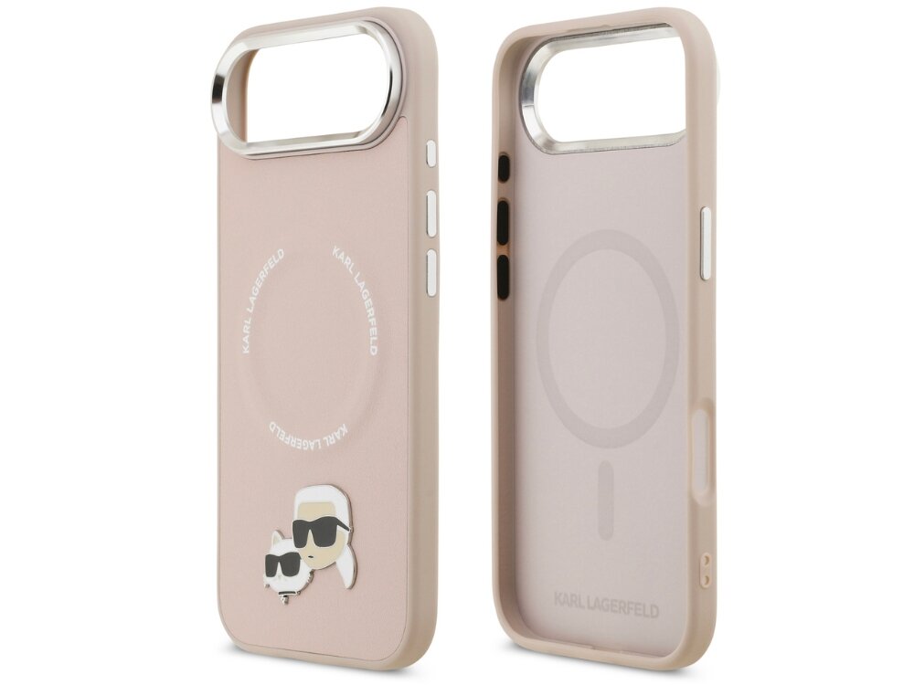 Etui KARL LAGERFELD Karl & Choupette Pins MagSafe
                etui do iphone na białym tle solidna konstrukcja chroni telefon podniesione ranty elastyczne krawędzie magnetyczny pierścień magsafe ładowanie bezprzewodowe magnetyczne akcesoria