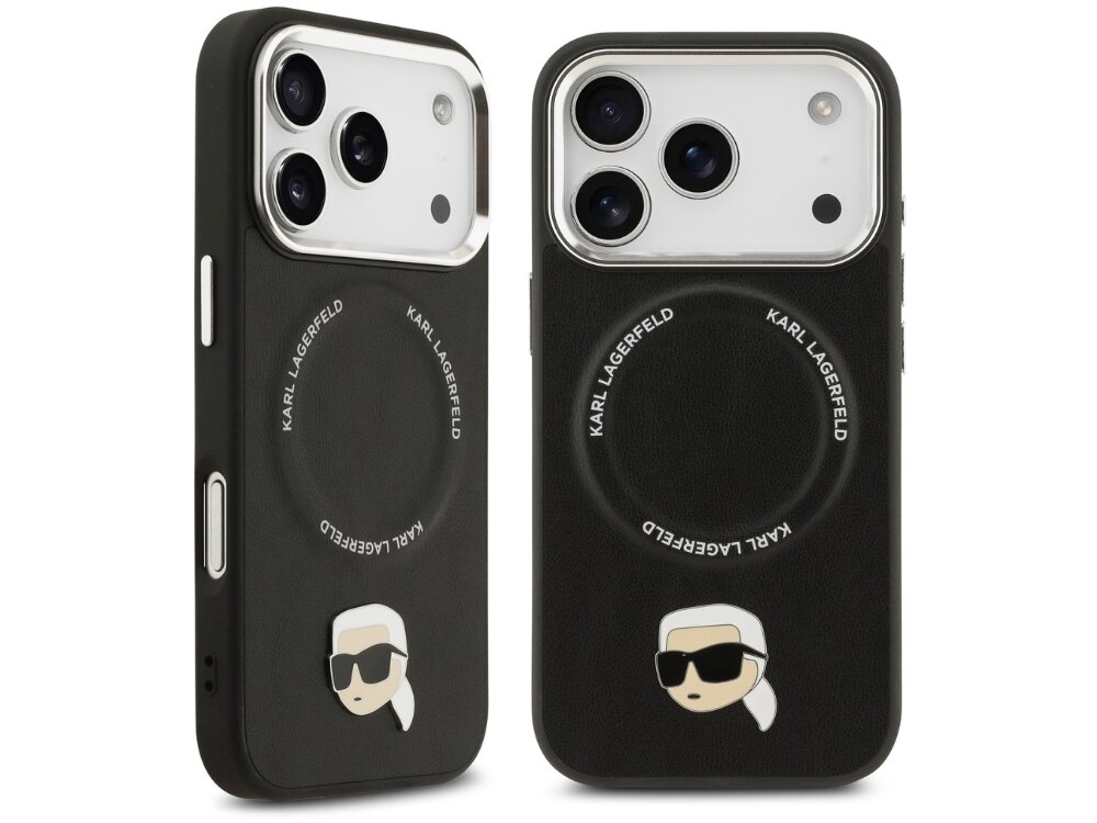 Etui KARL LAGERFELD Karl Pin MagSafe
                etui do iphone na białym tle wysokiej jakości skóra ekologiczna metalowy pin karl lagerfeld kotka choupette dopracowane detale
