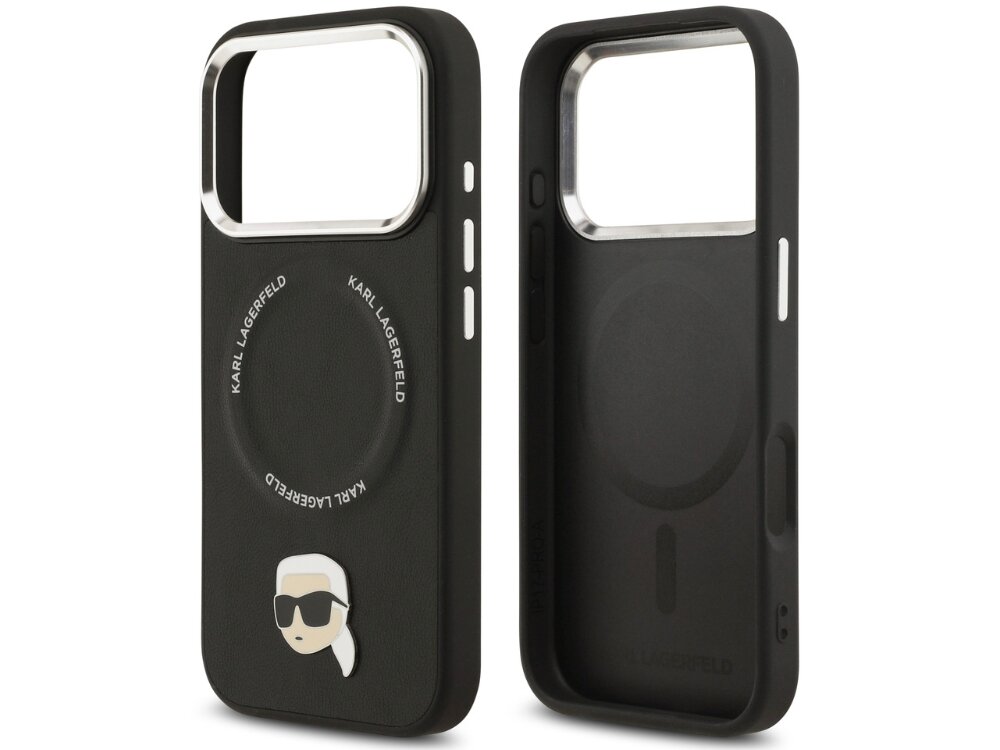 Etui KARL LAGERFELD Karl Pin MagSafe
                etui do iphone na białym tle solidna konstrukcja chroni telefon podniesione ranty elastyczne krawędzie magnetyczny pierścień magsafe ładowanie bezprzewodowe magnetyczne akcesoria