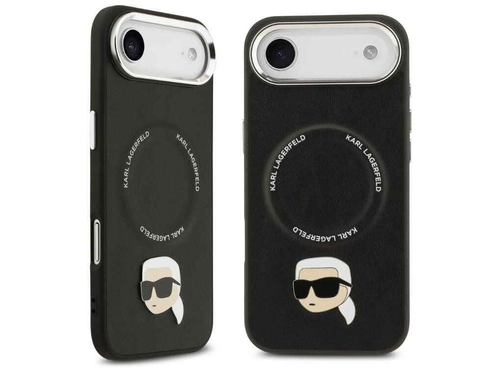 Etui KARL LAGERFELD Karl Pin MagSafe
                etui do iphone na białym tle wysokiej jakości skóra ekologiczna metalowy pin karl lagerfeld kotka choupette dopracowane detale