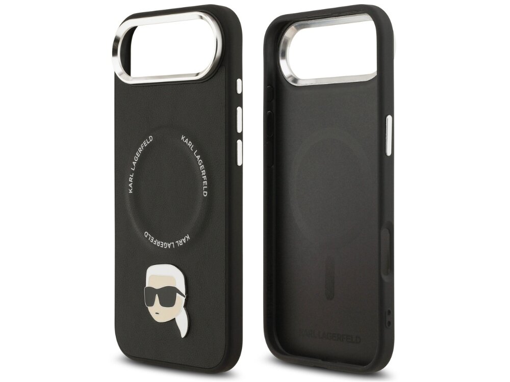 Etui KARL LAGERFELD Karl Pin MagSafe
                etui do iphone na białym tle solidna konstrukcja chroni telefon podniesione ranty elastyczne krawędzie magnetyczny pierścień magsafe ładowanie bezprzewodowe magnetyczne akcesoria