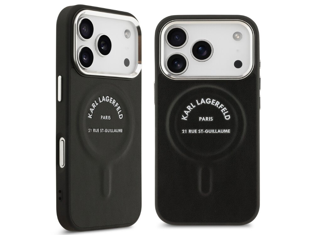 Etui KARL LAGERFELD Karl RSG Logo MagSafe
                etui do iphone na białym tle wysokiej jakości skóra ekologiczna minimalistycnzy design metaliczne detale aluminiuowa ramka luksusowy charakter