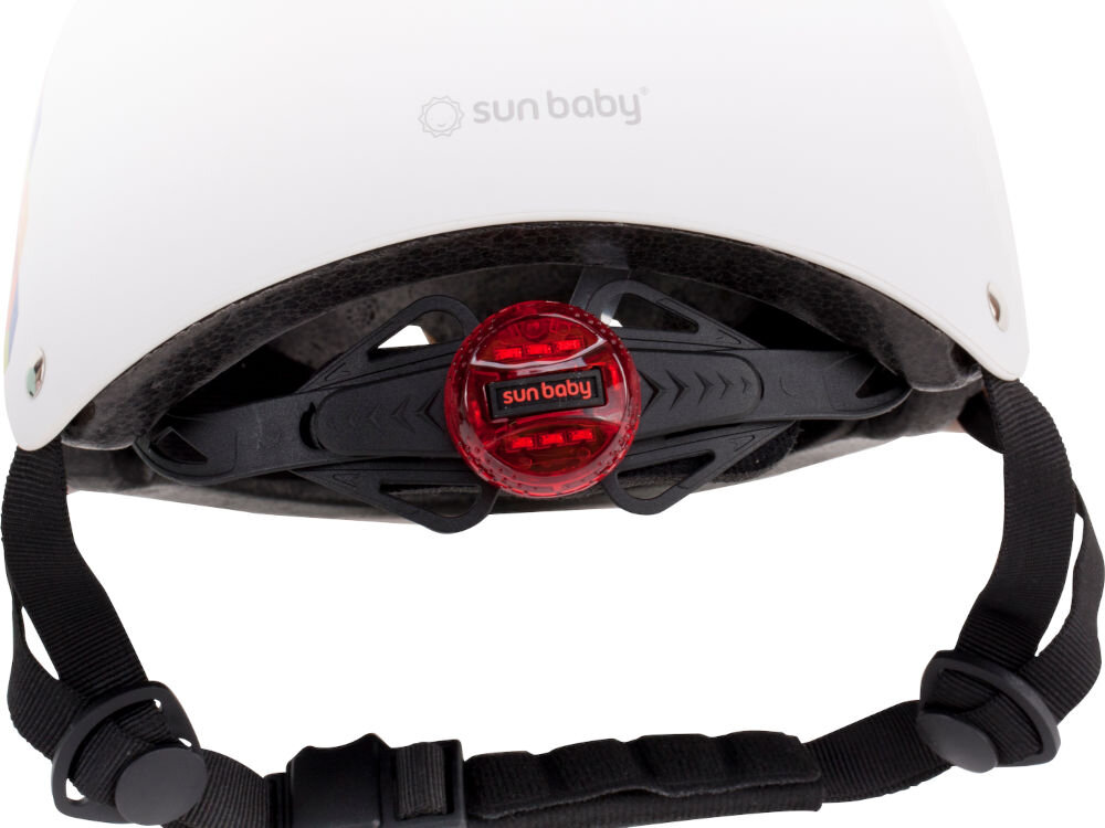 Kask rowerowy SUN BABY Cubic biały dla Dzieci (rozmiar M) podświetlenie dla lepszej widoczności