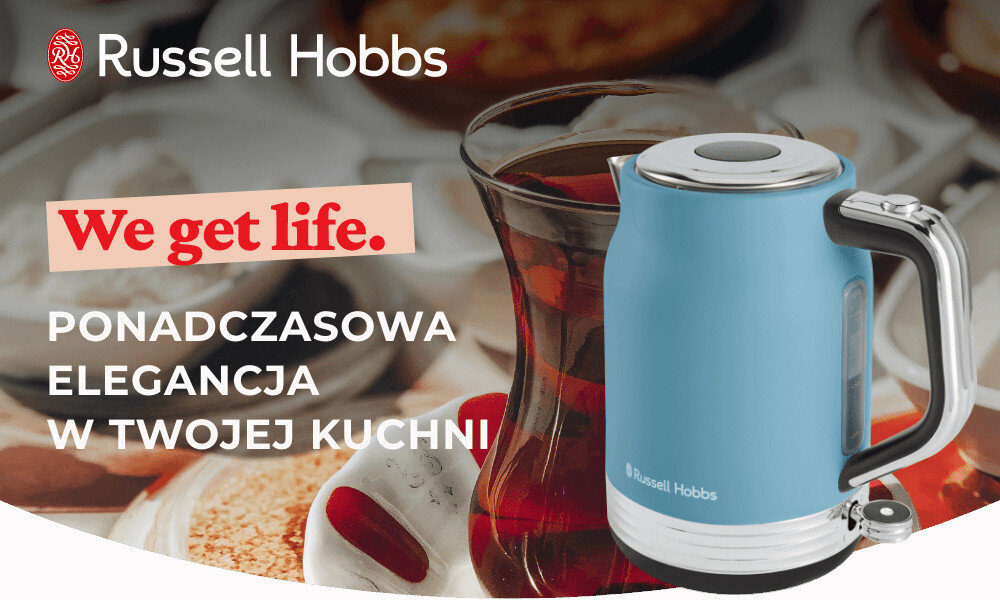 Czajnik RUSSELL HOBBS 28641-70 Hanley Niebieski wygląd design tło prezentacja wizualizacja Wyposażenie Twojej kuchni