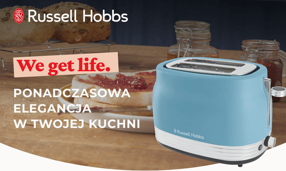 Toster RUSSELL HOBBS Hanley 28651-56 Niebieski wygląd design tło prezentacja wizualizacja Przygotowanie posiłków