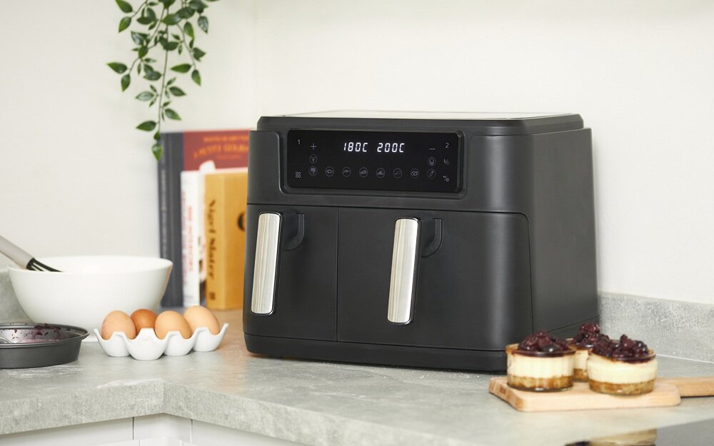 AIR FRYER HADEN HAD214065 9,5L 10 programów automatycznych, dual cook, snyc finish, dwa dania w jednym czasie, nieprzywierające tacki