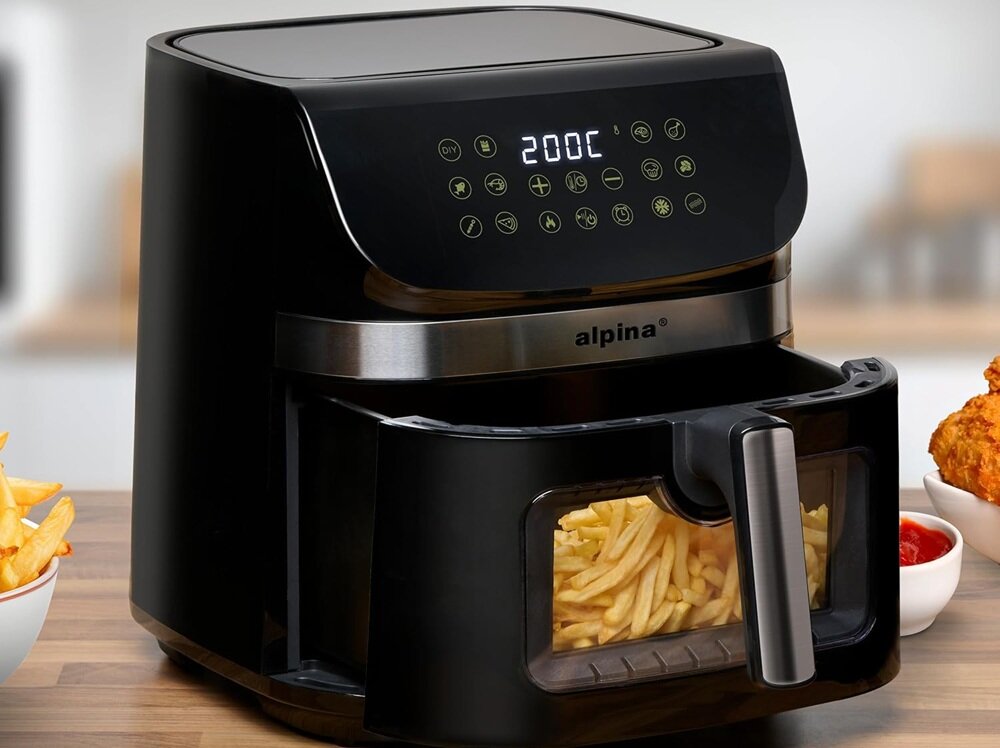 AIR FRYER ALPINA A9.0 większe porcje jedzenia, praktyczne rozwiązanie, dla rodzin, oszczędność czasu i energii, ciepły posiłek