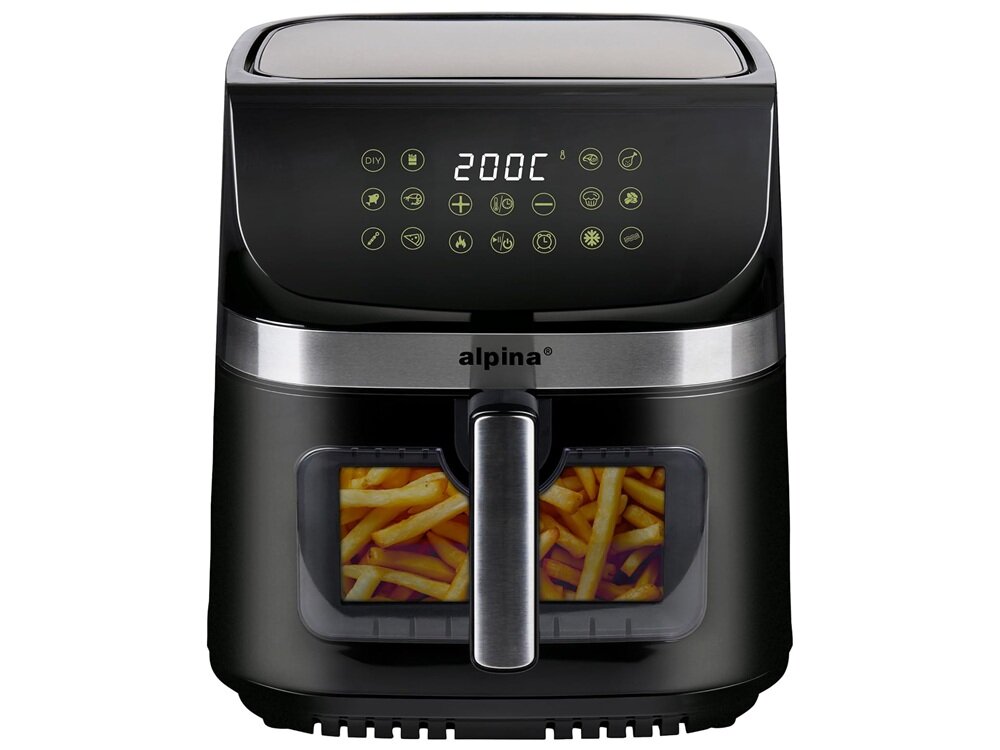 AIR FRYER ALPINA A9.0 wbudowane okienko podglądu, odpowiednie wypieczenie bez wyjmowania kosza, wygodniejsza praca