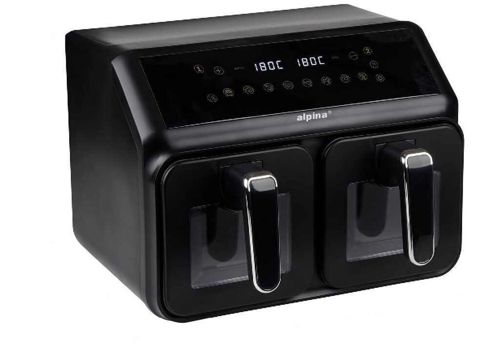 AIR FRYER ALPINA A8.0 kompaktowe wymiary, czarny kolor, do każdej kuchni, łatwe utrzymanie czystości